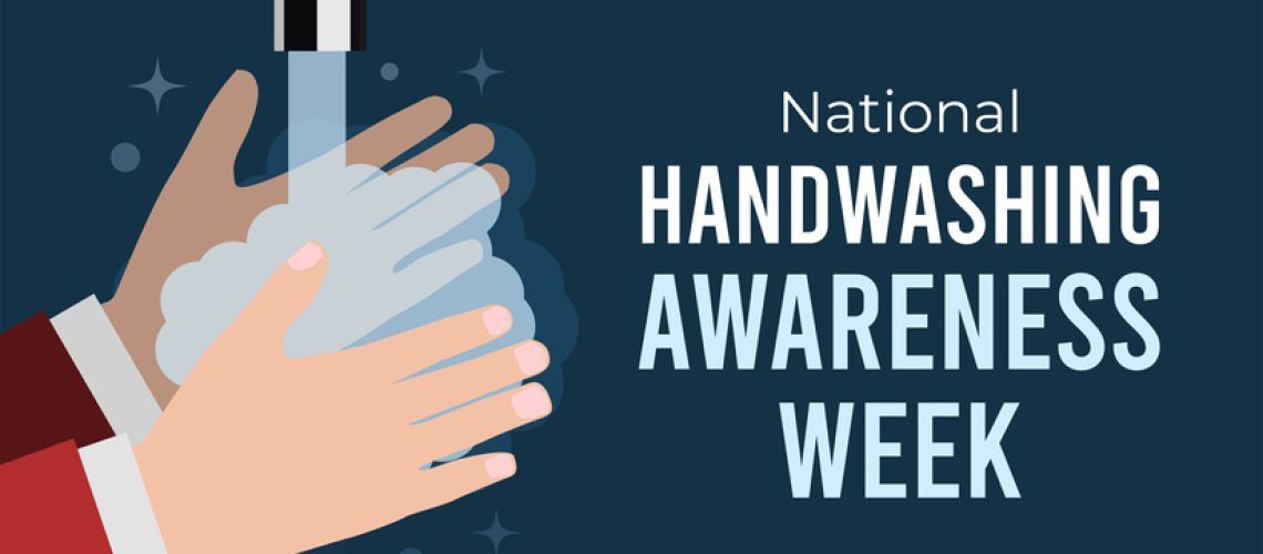 National Handwashing Awareness Week. Vector illustration on blue background